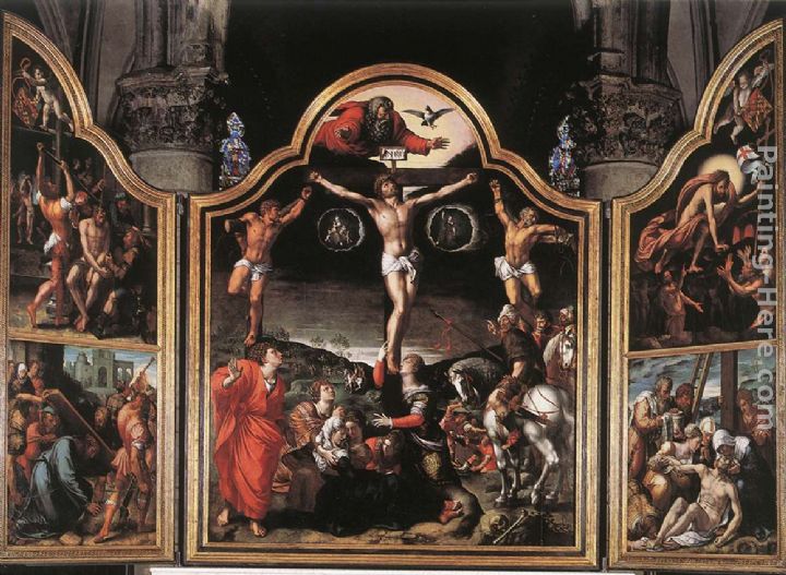 Altarpiece of Calvary painting - Bernaert van Orley Altarpiece of Calvary art painting